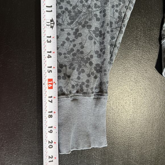 LL Bean Sweatshirt 2XL Gray Floral Cowl Neck Drawstring Pockets Cozy Pima Cotton - Picture 11 of 13